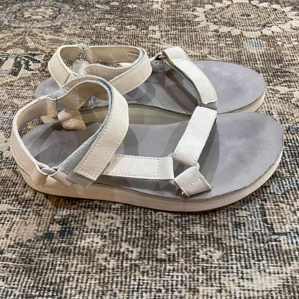 Teva Original Universal Leather Sandals Womens 9 Cream White Strappy Slingback